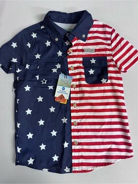 Brand New-Ocean+Coast Boy’s Red U.S.A. Flag Button Down Shirt
